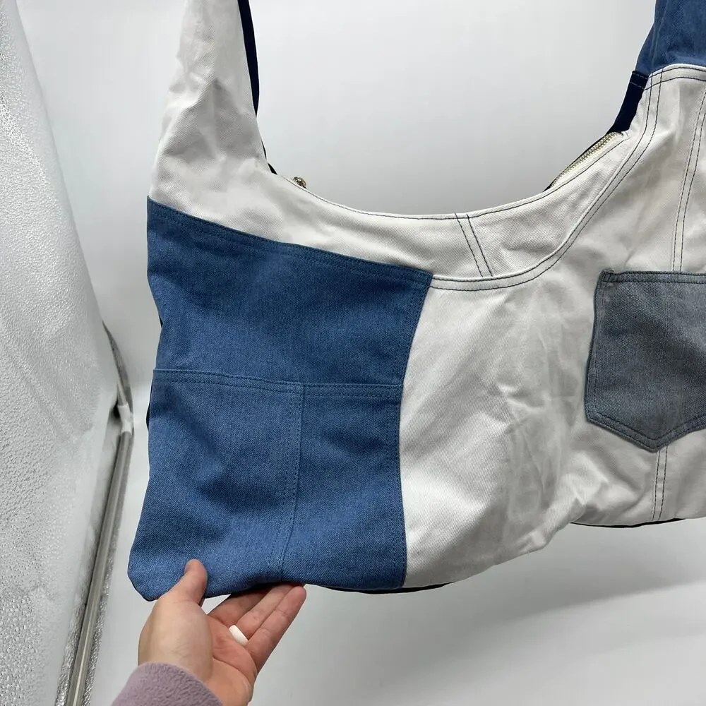 Attitudes by Renee Denim Patchwork Shoulder Bag Denim Combo